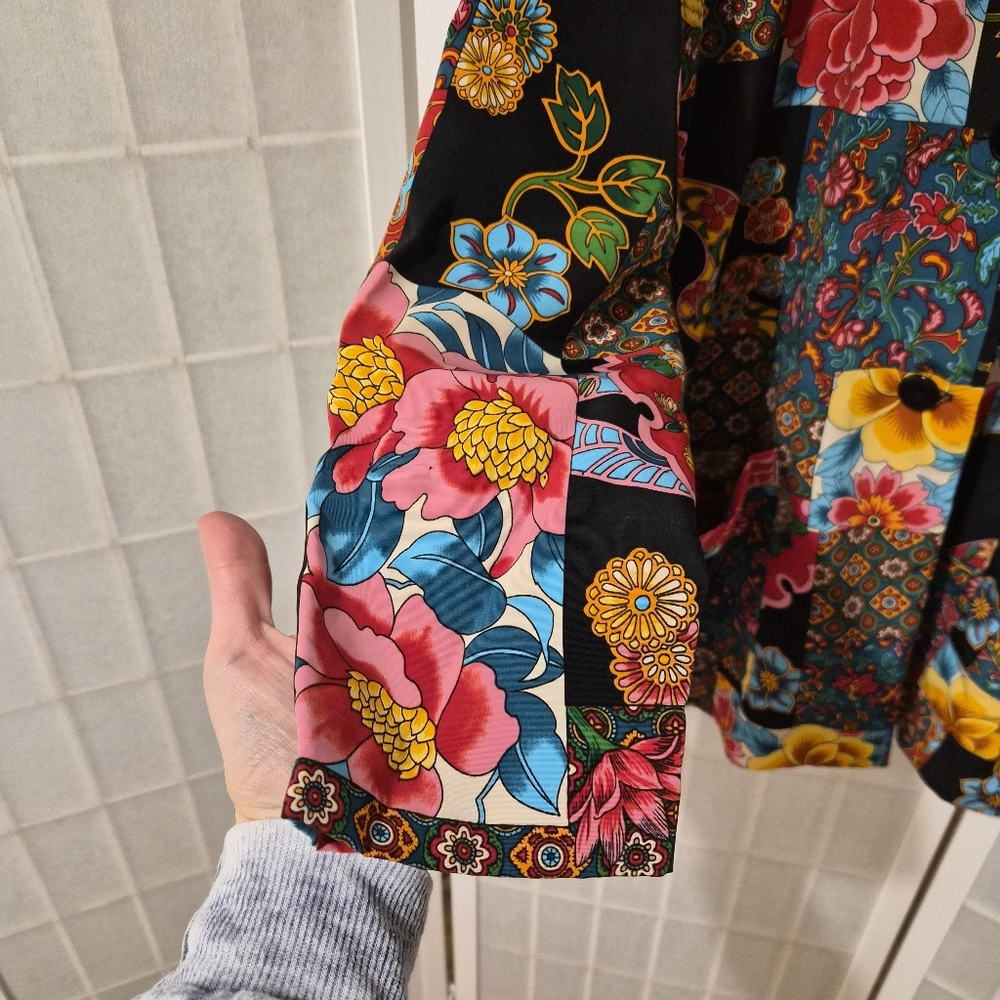 Vintage Patchwork Printed Eclectic Blazer Jacket … - image 3